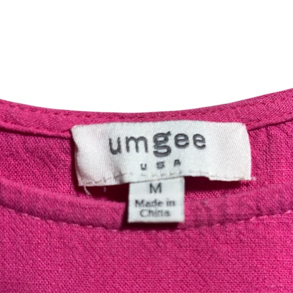 Umgee Pink with Colorful Flower Crochet Sleeves Women Medium Blouse - Picture 6 of 7